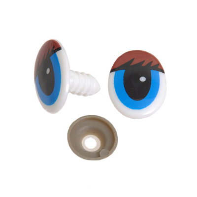 Глазки винтовые «овал» с ресницами 16*22 мм, коричневый/синий в интернет-магазине Швейпрофи.рф