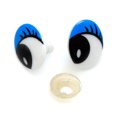 Глаза винтовые «овал» с ресницами 16*22 мм, синий в интернет-магазине Швейпрофи.рф