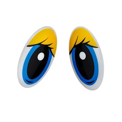 Глаза винтовые «овал» с ресницами 30*45 мм, желтый/синий в интернет-магазине Швейпрофи.рф