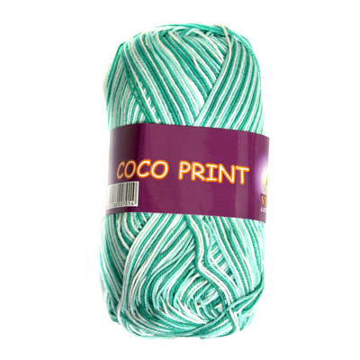 Пряжа Коко принт (Coco Vita Print) 50 г / 240 м 4675 бел-зелен. в интернет-магазине Швейпрофи.рф