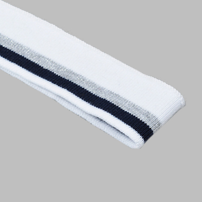 Подвяз трикотажный п/эTBY73021 белый с т.синей и серебряной  полосами 3,5*80см в интернет-магазине Швейпрофи.рф