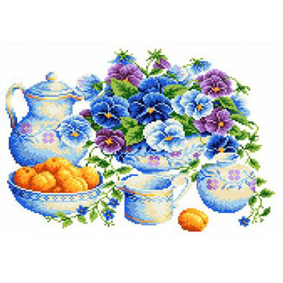 Рисунок на канве Каролинка КК-038 «Голубой букет» 22*30 см в интернет-магазине Швейпрофи.рф
