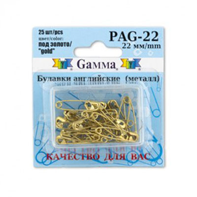 Булавки англ. «Gamma» PAG-22 золото (уп.25 шт) в интернет-магазине Швейпрофи.рф
