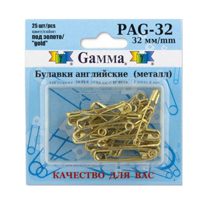 Булавки англ. «Gamma» PAG-32 золото (уп.25 шт) в интернет-магазине Швейпрофи.рф