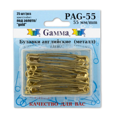Булавки англ. «Gamma» PAG-55 золото (уп.25 шт) в интернет-магазине Швейпрофи.рф