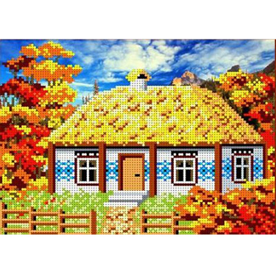 Ткань для вышивания бисером Каролинка КББ-4003  «В деревне. Осень» 25*18 см в интернет-магазине Швейпрофи.рф
