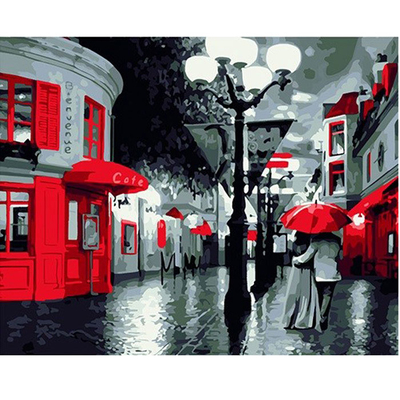 Картина по номерам Hobruk HS0271 «Улица.Фонарь.Кафе» 40*50 см в интернет-магазине Швейпрофи.рф