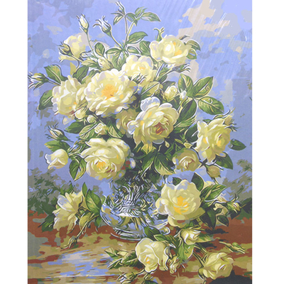 Картина по номерам Paintboy H9285 «Букет белых роз» в интернет-магазине Швейпрофи.рф