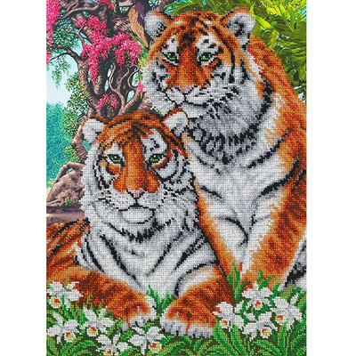 Набор для вышивания бисером Паутинка Б-1469 «Тигры» 28*38 см в интернет-магазине Швейпрофи.рф