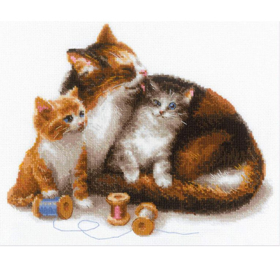Набор для вышивания Риолис №1811 «Кошка с котятами» 24*30 см в интернет-магазине Швейпрофи.рф