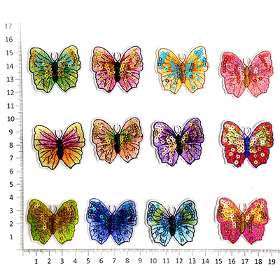 Термоаппликация №1527 «Бабочки  с пайетками» уп. 12 шт.4*4 см в интернет-магазине Швейпрофи.рф