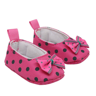 Обувь для игрушек (Туфли) 25275 в горош. 7,8 см выс. 2,5 см розовый (1 пара) в интернет-магазине Швейпрофи.рф