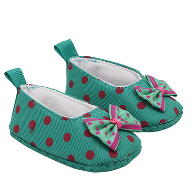 Обувь для игрушек (Туфли) 25276 в горош. 7,8 см выс. 2,5 см зеленый (1 пара) в интернет-магазине Швейпрофи.рф