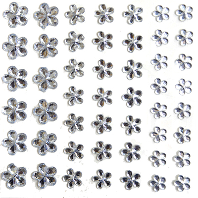 Стразы клеевые на листе фигурные  (12*24 см) цветочки серебро в интернет-магазине Швейпрофи.рф