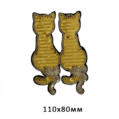 Термоаппликация ДУ A112 «Два кота» 7725148 золото 8,5*12 см в интернет-магазине Швейпрофи.рф