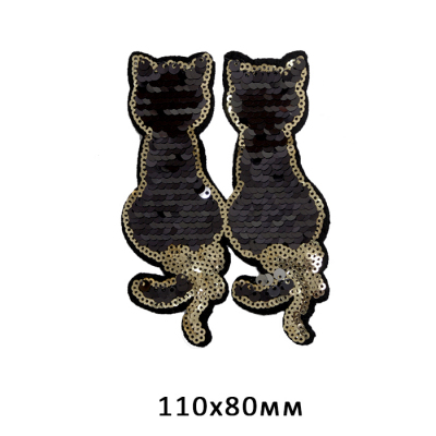 Термоаппликация ДУ A112 «Два кота» 7725148 чёрный 8,5*12 см в интернет-магазине Швейпрофи.рф