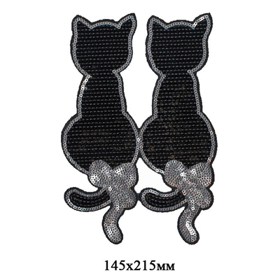 Термоаппликация 3783608 «Коты» пайетки черный 14,5*21,5 см в интернет-магазине Швейпрофи.рф