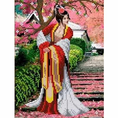 Ткань для вышивания бисером Каролинка КБЛ-4010 «Японский сад» 19*25 см в интернет-магазине Швейпрофи.рф