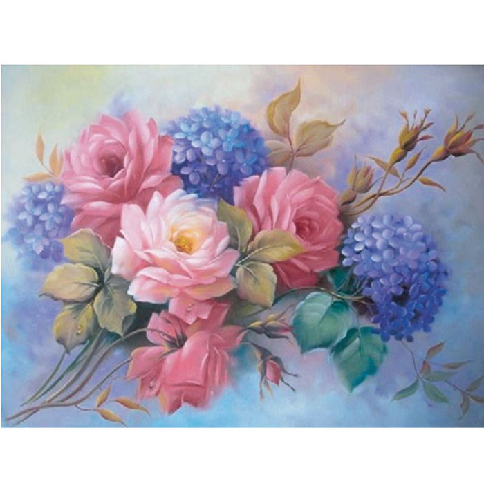 Картина по номерам Molly КН0766 (KH0240)  «Гортензии с розами» 15*20 см