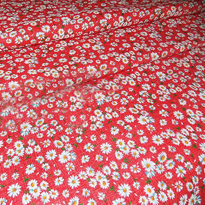 Ткань 50*50 см  «Ромашки-10462»  100% хлопок красный в интернет-магазине Швейпрофи.рф