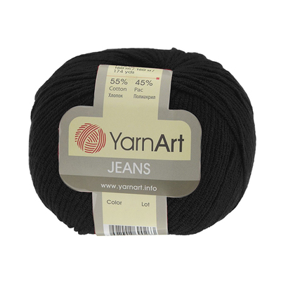 Пряжа Джинс (YarnArt Jeans), 50 г / 160 м,  53 черный в интернет-магазине Швейпрофи.рф