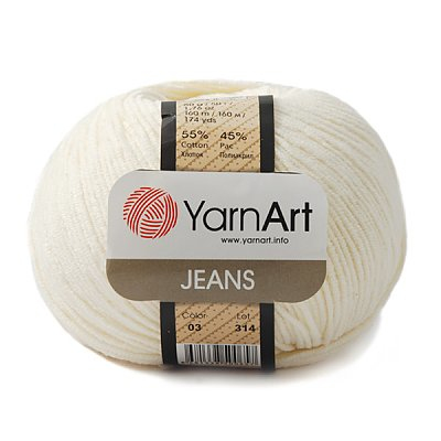 Пряжа Джинс (YarnArt Jeans), 50 г / 160 м, 03 кремовый в интернет-магазине Швейпрофи.рф