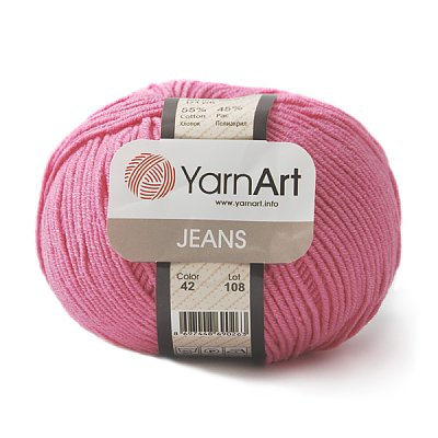 Пряжа Джинс (YarnArt Jeans), 50 г / 160 м, 42 ярко-розовый в интернет-магазине Швейпрофи.рф