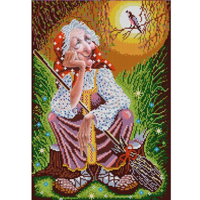 Ткань с рисунком для вышивания бисером «Конек 9995 Бабушка Яга» 29*39 см в интернет-магазине Швейпрофи.рф