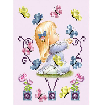 Ткань с рисунком для вышивания бисером «Славяночка КС-136 Малышка на природе» 13,5*17 см в интернет-магазине Швейпрофи.рф