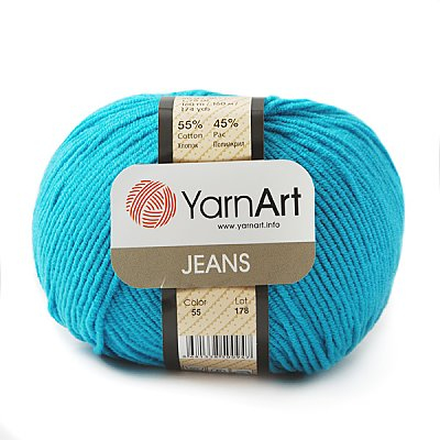 Пряжа Джинс (YarnArt Jeans), 50 г / 160 м, 55 бирюзовый в интернет-магазине Швейпрофи.рф
