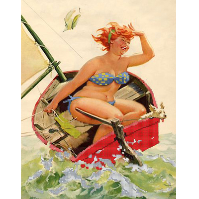 Ткань для вышивания бисером Астрея (Gluria) 75037 «Хильда в лодке» 28*36 см в интернет-магазине Швейпрофи.рф