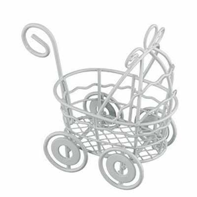 Декор MET-052 Металл коляска садовая миниатюра 11*4,5*9 см белый в интернет-магазине Швейпрофи.рф