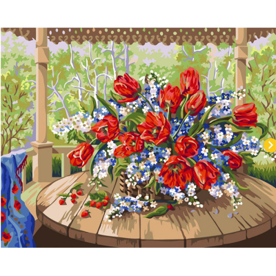 Картина по номерам Фрея PNB/R1 №114 «Тюльпаны с черемухой» в интернет-магазине Швейпрофи.рф