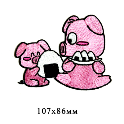 Термоаппликация AD1055 «Две розовые свинки» 9*10,5 см в интернет-магазине Швейпрофи.рф