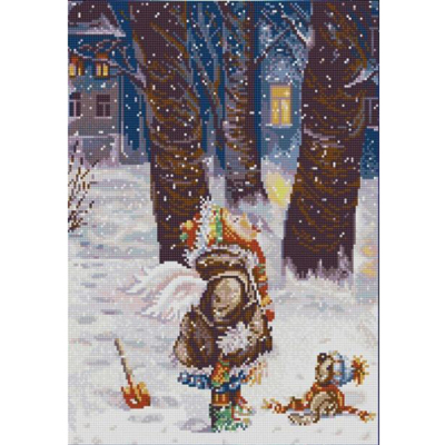Ткань с рисунком для вышивания бисером «Конек 1262 Зимнее счастье» 29*39 см в интернет-магазине Швейпрофи.рф