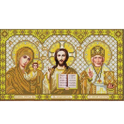 Ткань для вышивания бисером Благовест И-4090 Триптих в золоте 16*28 см в интернет-магазине Швейпрофи.рф
