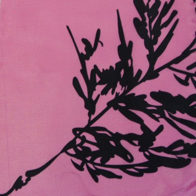Ткань подкл. п/э 190 текс с принтом №8107 розовый/чёрный (растения) П в интернет-магазине Швейпрофи.рф