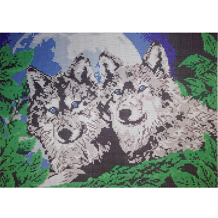 Ткань для вышивания бисером Мята К-3016 «Волки» 26.5*37 см