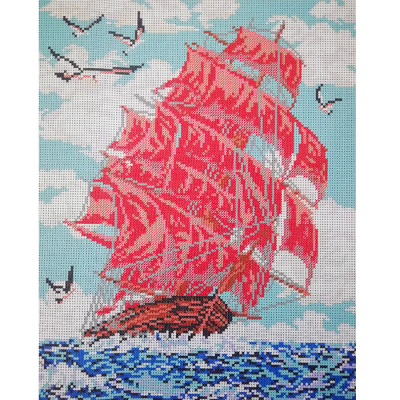 Ткань для вышивания бисером Мята К-3042 «Алые паруса» 28*35 см в интернет-магазине Швейпрофи.рф