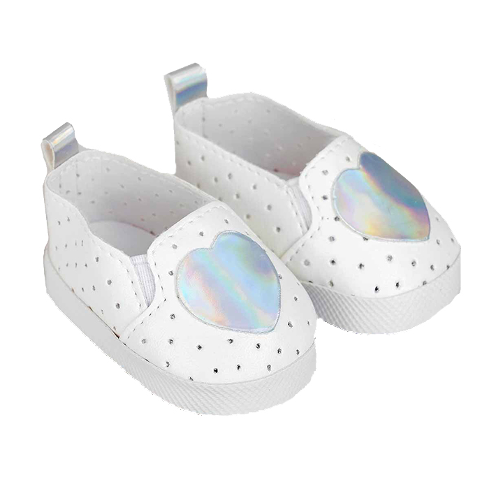 Обувь для игрушек (Мокасины) 4258957 7,0 см «Сердечко»  пара серебро в интернет-магазине Швейпрофи.рф