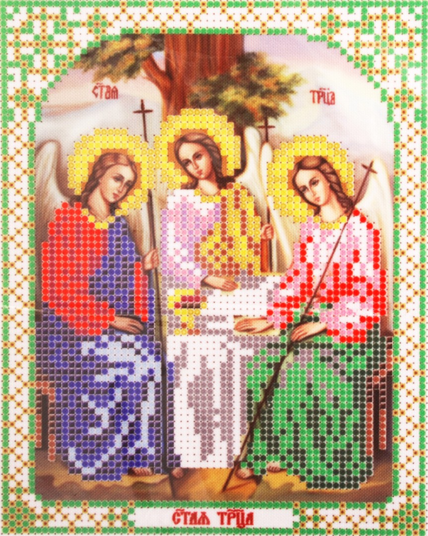 Ткань для вышивания бисером Благовест И-5041 Святая Троица 13,5*17см