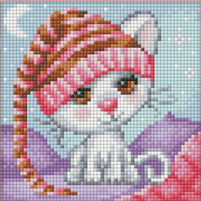 Алмазная мозаика АЖ-1571 «Сонный котенок» 15*15 см в интернет-магазине Швейпрофи.рф