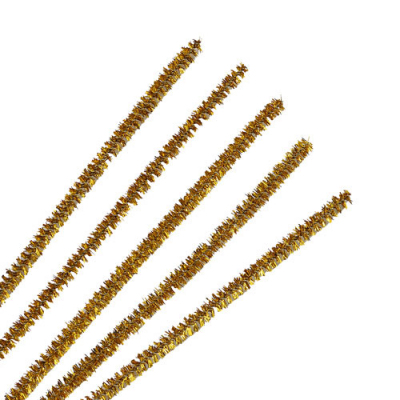 Синель-проволока люрекс 30 см * 6 мм (уп. 20 шт.) А-081 золото в интернет-магазине Швейпрофи.рф