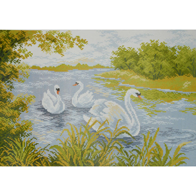 Рисунок на канве МП (37*49 см) 0715 «Три лебедя на реке» в интернет-магазине Швейпрофи.рф