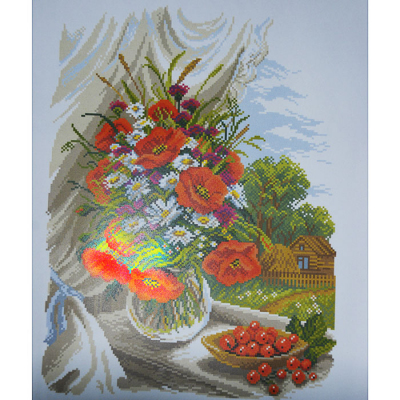 Рисунок на канве МП (37*49 см) 1687 «Маковый букет на окне» в интернет-магазине Швейпрофи.рф