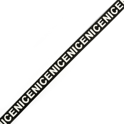 Лента репсовая 10 мм TBY.NET1110 с рисунком «Nice» (уп. 50 м) чёрный/белый в интернет-магазине Швейпрофи.рф