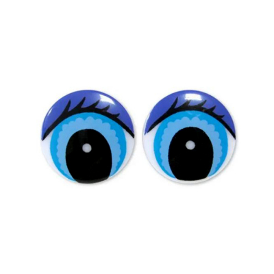 Глаза «круг» с ресницами 406-4001 20 мм синий в интернет-магазине Швейпрофи.рф
