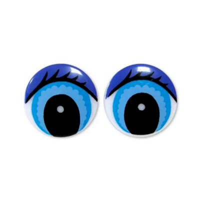 Глаза «круг» с ресницами 407-4001 24 мм синий в интернет-магазине Швейпрофи.рф