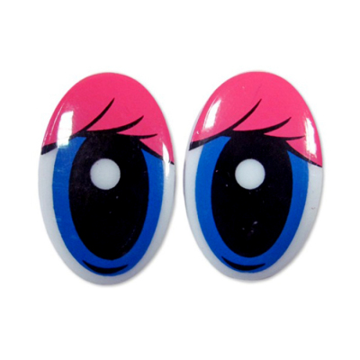 Глаза винтовые «овал» с ресницами 19*30 мм, розовый/синий в интернет-магазине Швейпрофи.рф