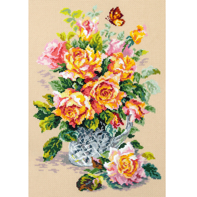 Набор для вышивания Чудесная Игла  №100-021 «Чайные розы» 24*34 см в интернет-магазине Швейпрофи.рф